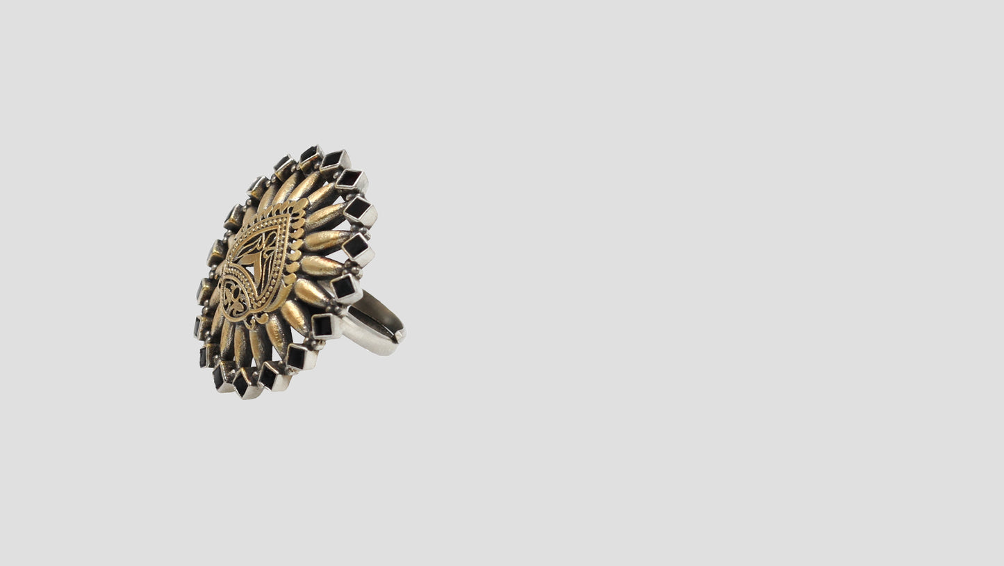 Gleaming Grace: Sangeeta Boochra Silver Gold-Plated Ring