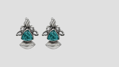 Aqua Bloom Silver Earrings by Sangeeta Boochra