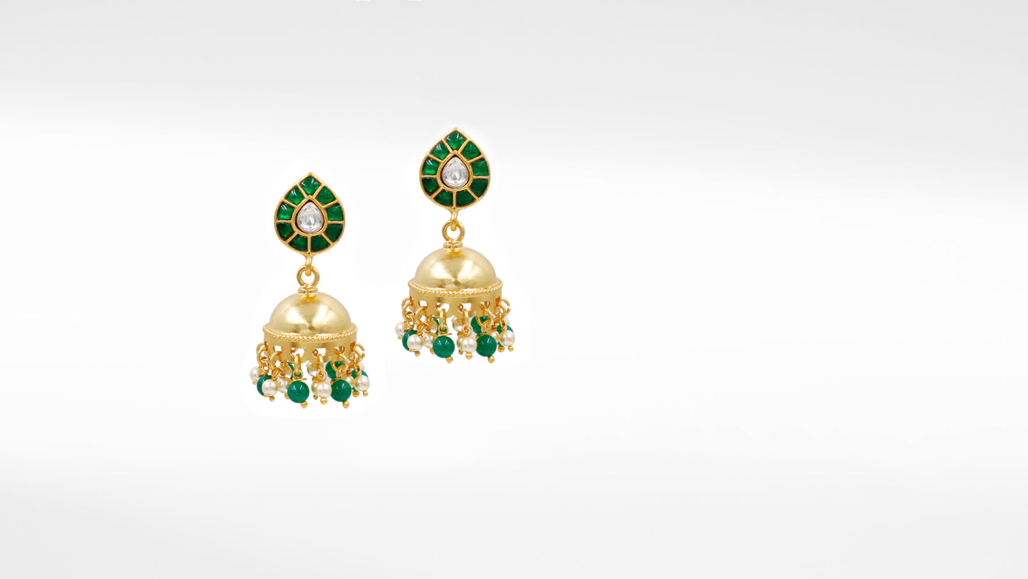 Jhumki Earrings with a Touch of Gold Polish