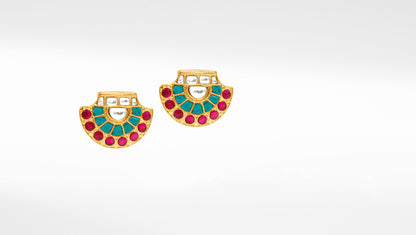 Handcrafted Silver Earrings embellished with Kundan and Gold Plating