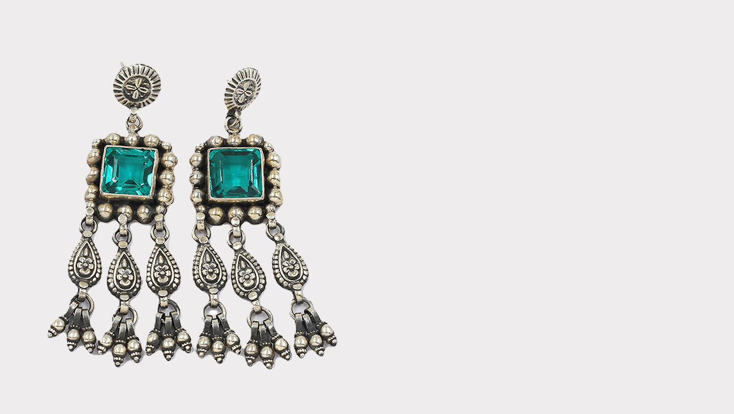 Exquisite Green Emerald Studded Earrings by Sangeeta Boochra