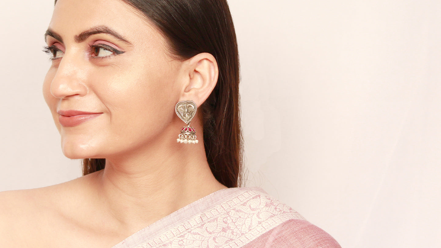 Inaya Silver Jhumka Earrings