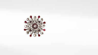 Sangeeta Boochra Red Silver Tone Handmade Ring