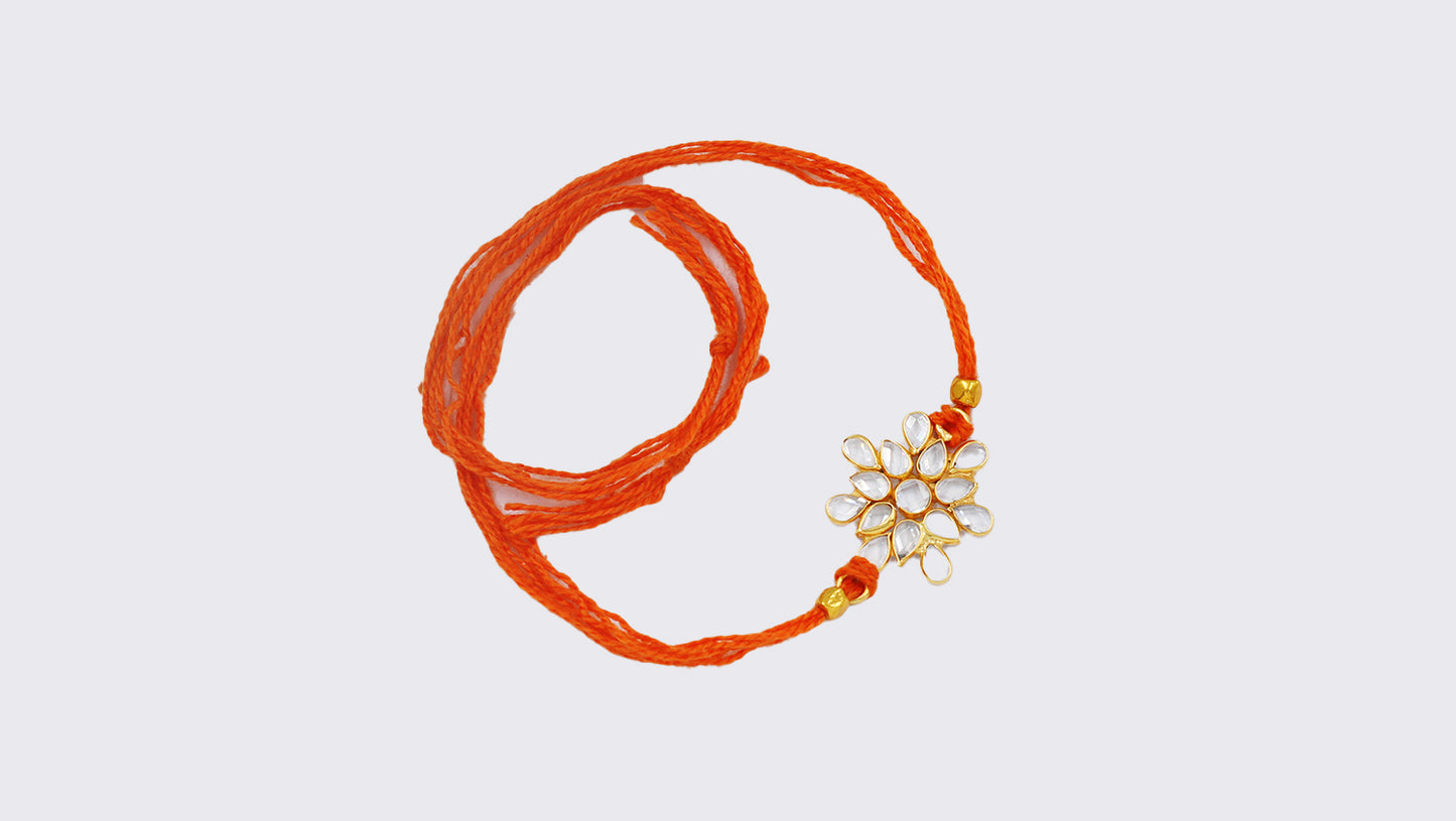 Sangeeta Boochra "925 Sterling Silver Stone-Studded Rakhi: Timeless Bond"