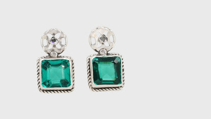 Emerald Enchantment: Sangeeta Boochra Silver Handcrafted Earrings