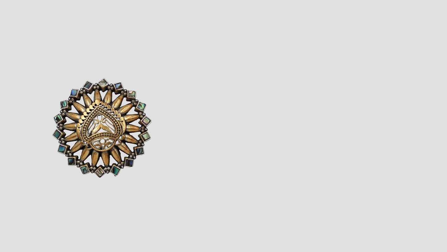 Opulent Charm: Sangeeta Boochra Silver Gold-Plated Ring