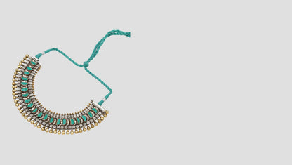 Handcrafted Tribal Silver Necklace with Turquoise Accents