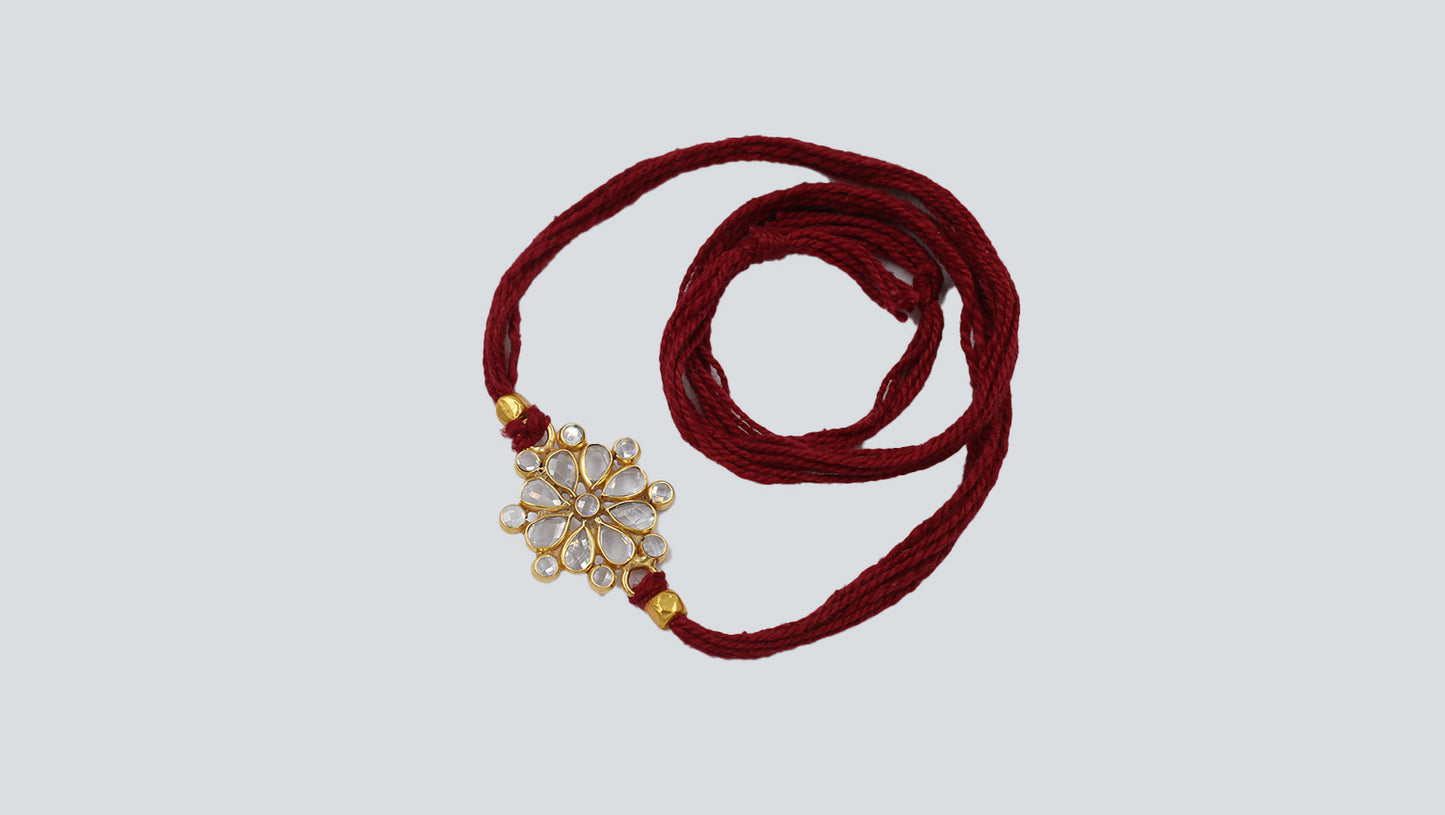 Sangeeta Boochra "925 Sterling Silver Stone-Studded Rakhi: Timeless Bond"