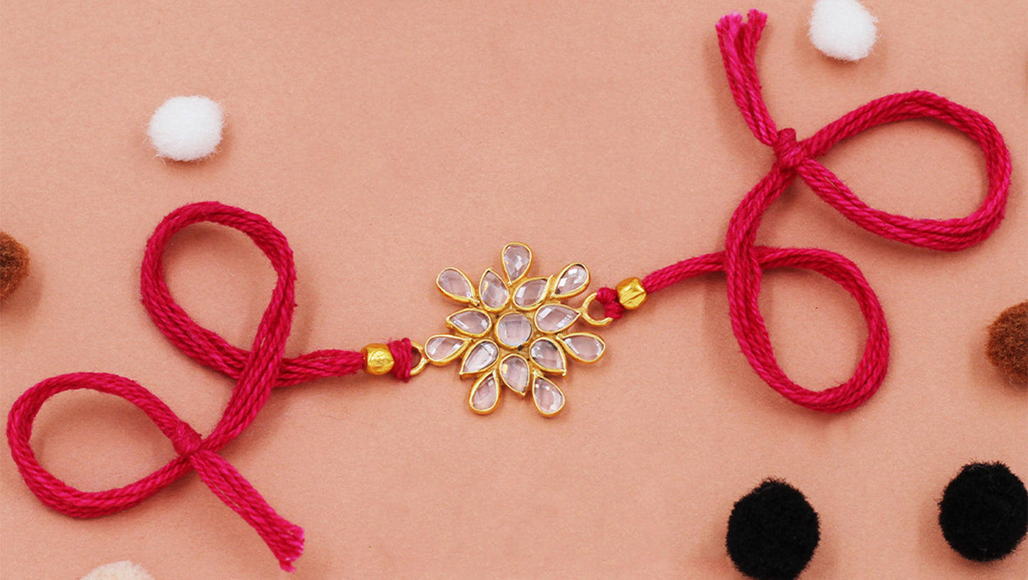 Sangeeta Boochra "925 Sterling Silver Stone-Studded Rakhi: Timeless Bond"