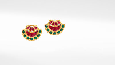 Handcrafted Silver Earrings with Kundan Setting and Gold Plating