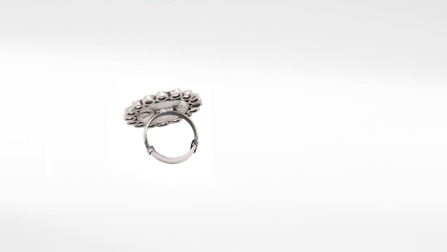 Sangeeta Boochra Dual Tone Tribal Silver Adjustable Ring