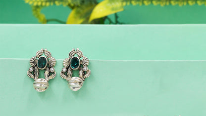 Vintage Floral Motif Sterling Silver Earrings