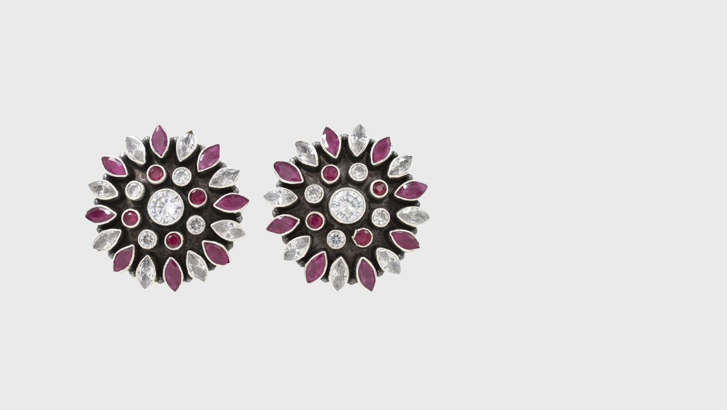 Ornate Elegance: Sangeeta Boochra Silver Handcrafted Earrings with Pendant