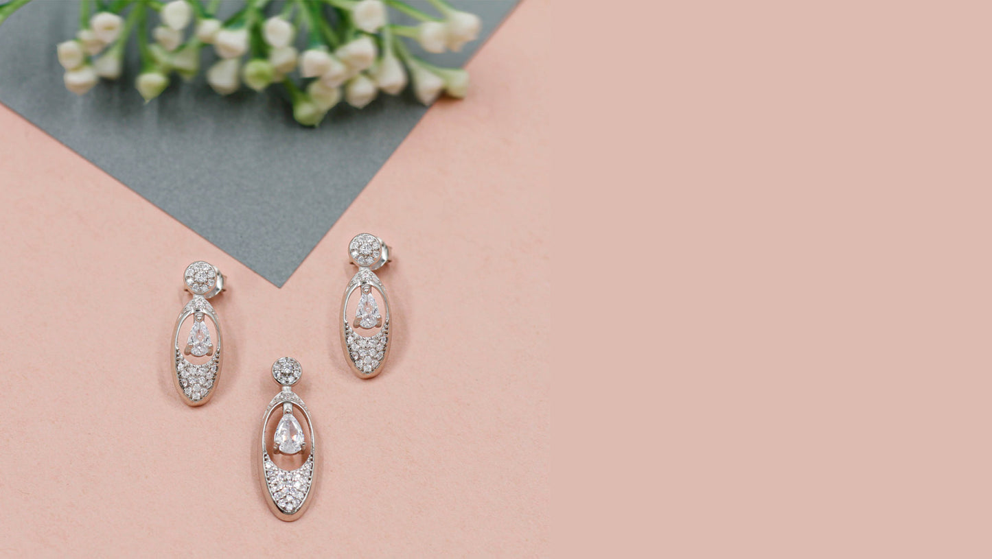 Radiant Charm Cubic Zirconia Earrings and Pendant Set