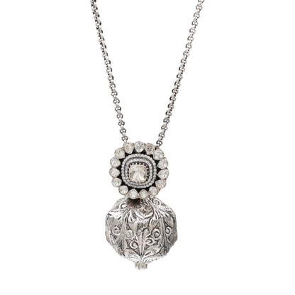 Sangeeta Boochra Oxidised Sterling Silver Heritage Pendant  with Moissanite Detailing