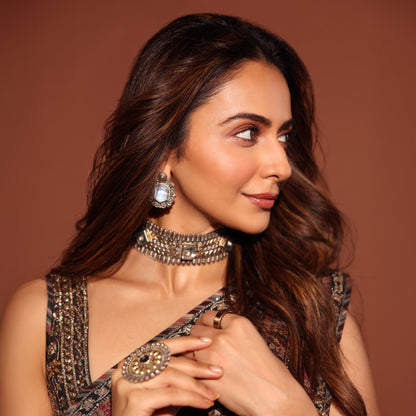 Sangeeta Boochra Silver Statement Jewellery Styled by Rakul Preet