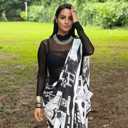 Anita Hassanandani in Heritage Silver by Sangeeta Boochra