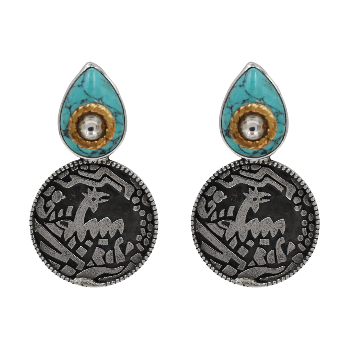 Sangeeta Boochra Artisan Turquoise Oxidised Silver Earrings