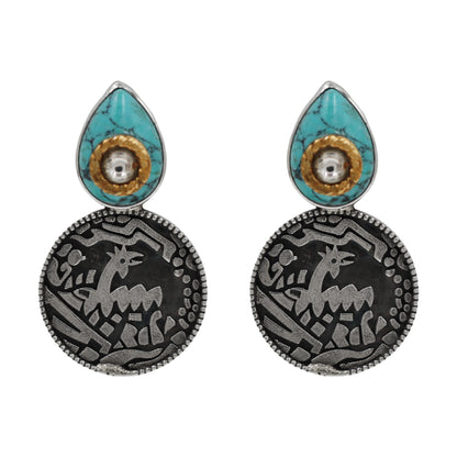 Sangeeta Boochra Artisan Turquoise Oxidised Silver Earrings