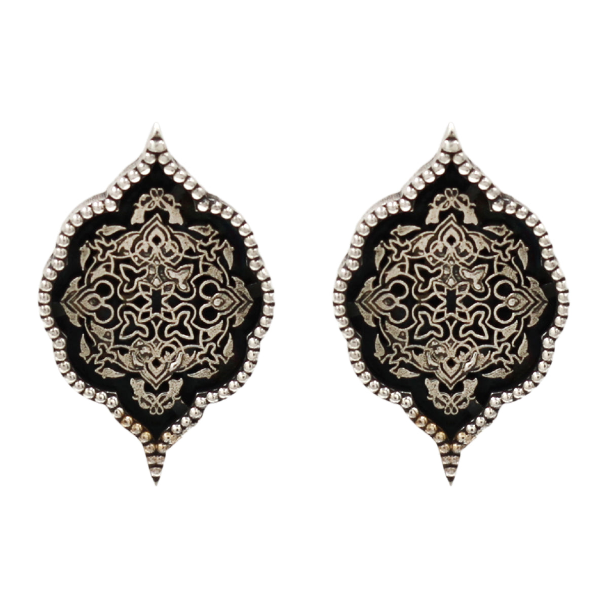 Sangeeta Boochra Handcrafted Oxidised Sterling Silver Heritage Stud Earrings