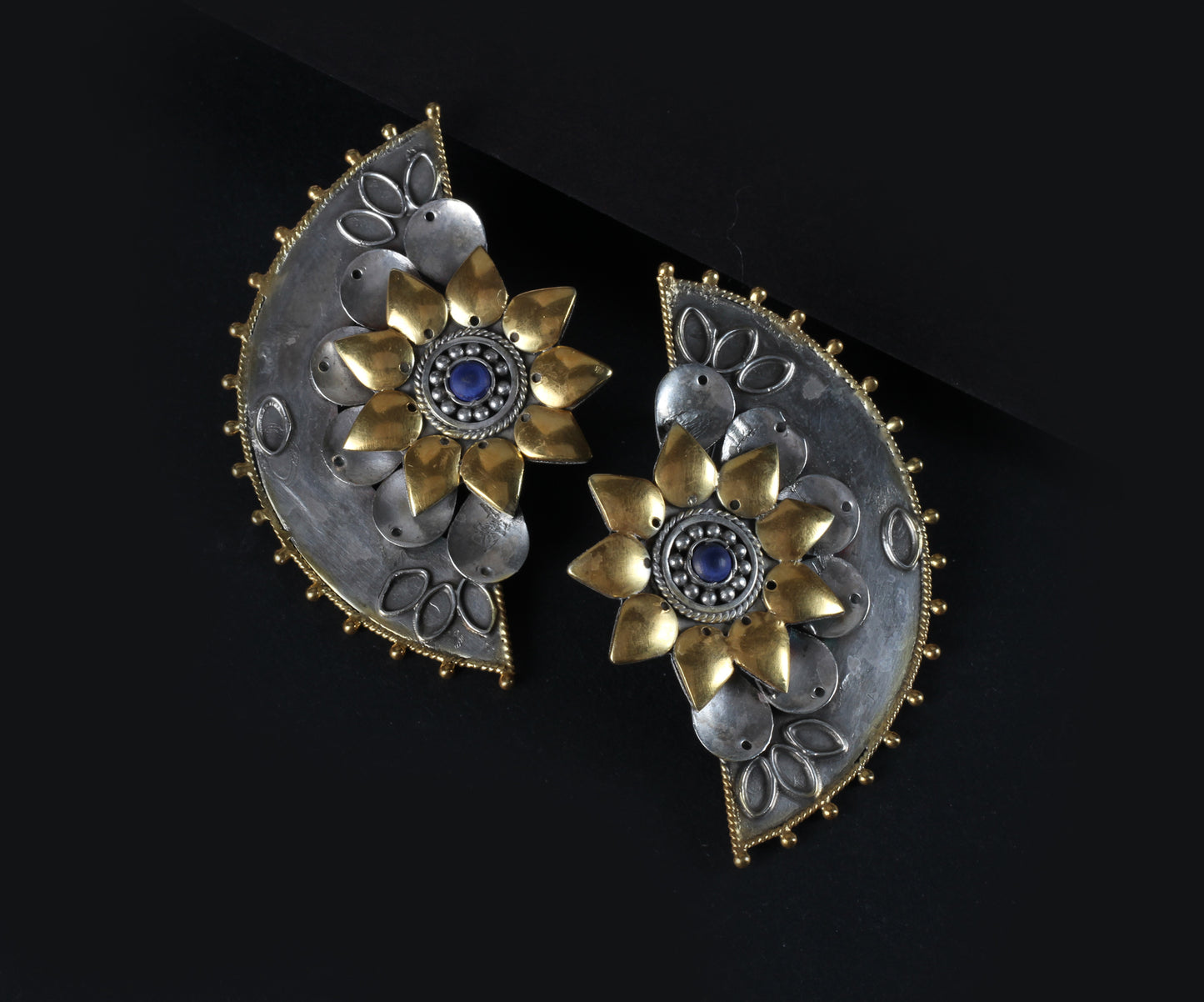 Sangeeta Boochra Silver Earrings Studded With 24k Gold Plating