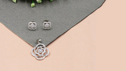 Modern Elegance CZ Pendant and Stud Earrings Set