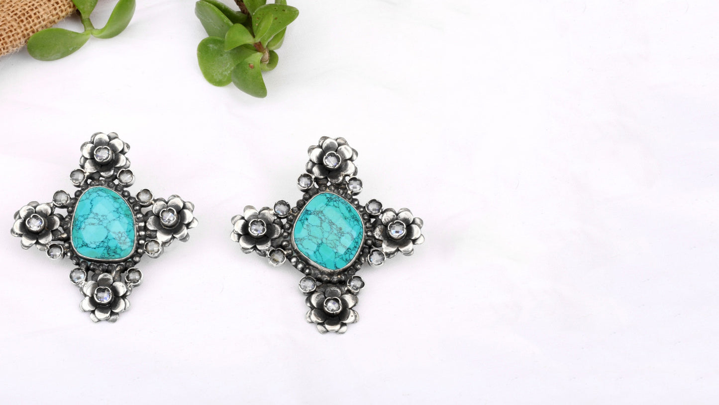 Silver Rubina Turquoise Earrings