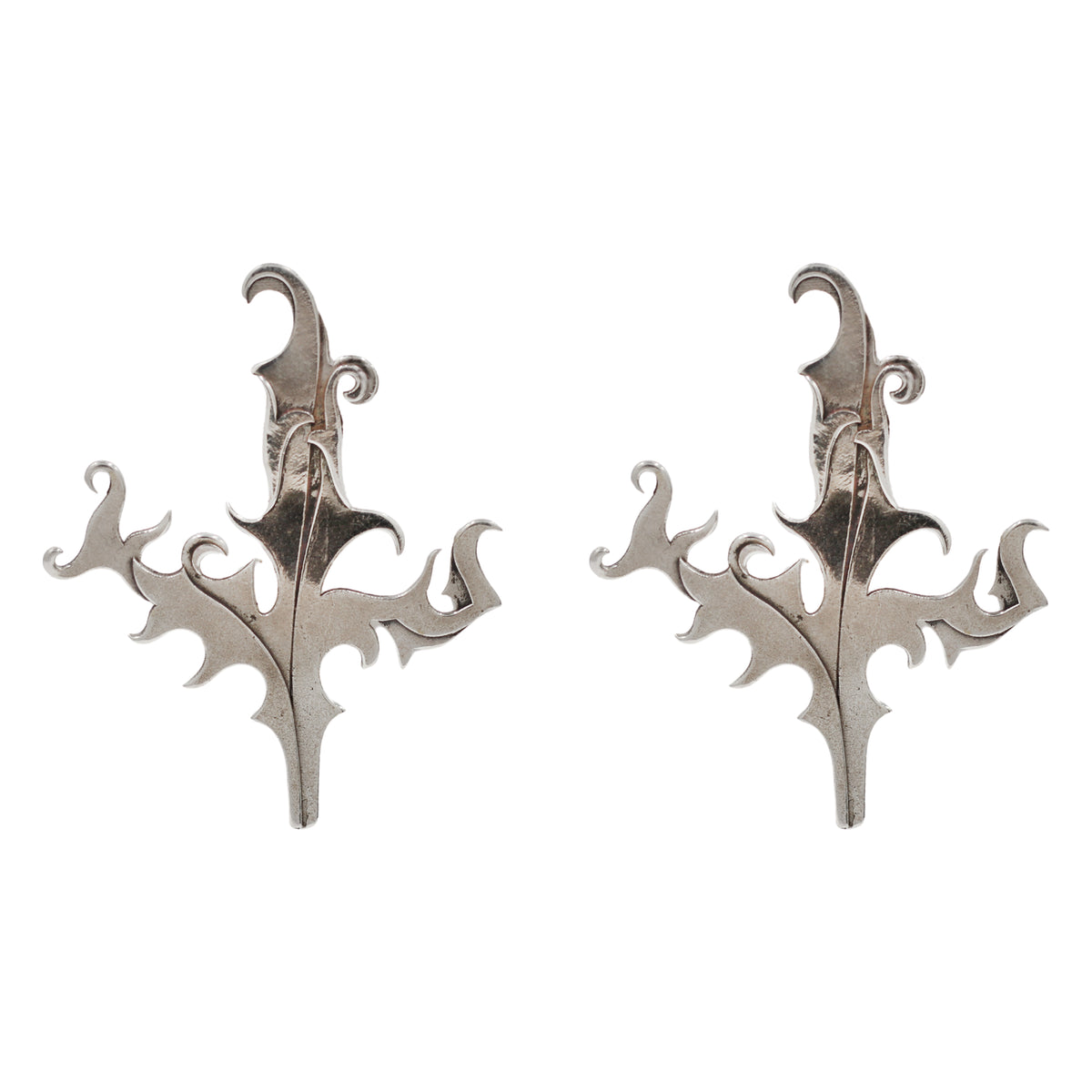 Sangeeta Boochra Handcrafted Oxidised Silver Botanical Statement Earrings