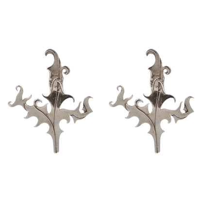 Sangeeta Boochra Handcrafted Oxidised Silver Botanical Statement Earrings