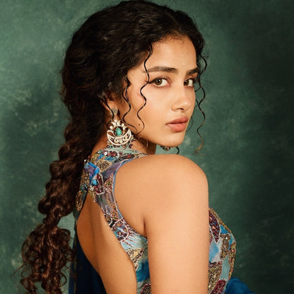 Anupama Parameswaran in Sangeeta Boochra’s Royal Silver Earring & Bangle Set