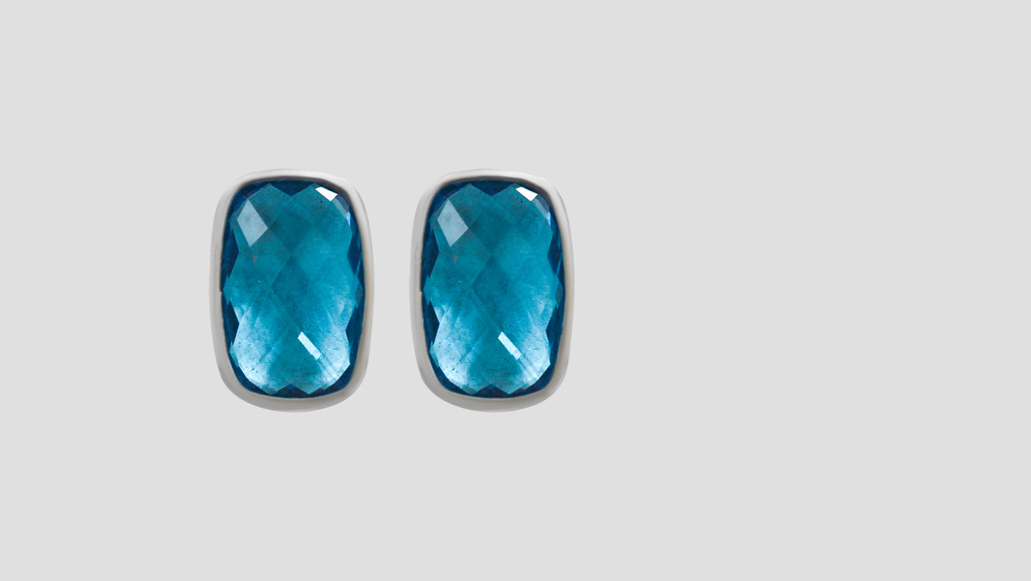 Sangeeta Boochra Sterling Silver Earrings with Ocean Blue Stone