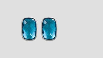 Sangeeta Boochra Sterling Silver Earrings with Ocean Blue Stone
