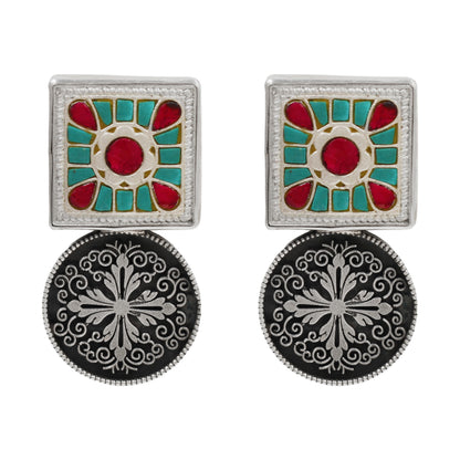 Sangeeta Boochra Turquoise & Ruby Kundan Earrings