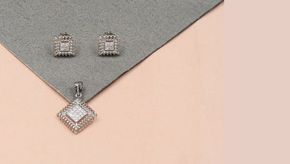 Designer Cubic Zirconia Earrings & Pendant Ensemble