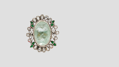Sangeeta Boochra Oval Cut Stone Silver Statement Ring