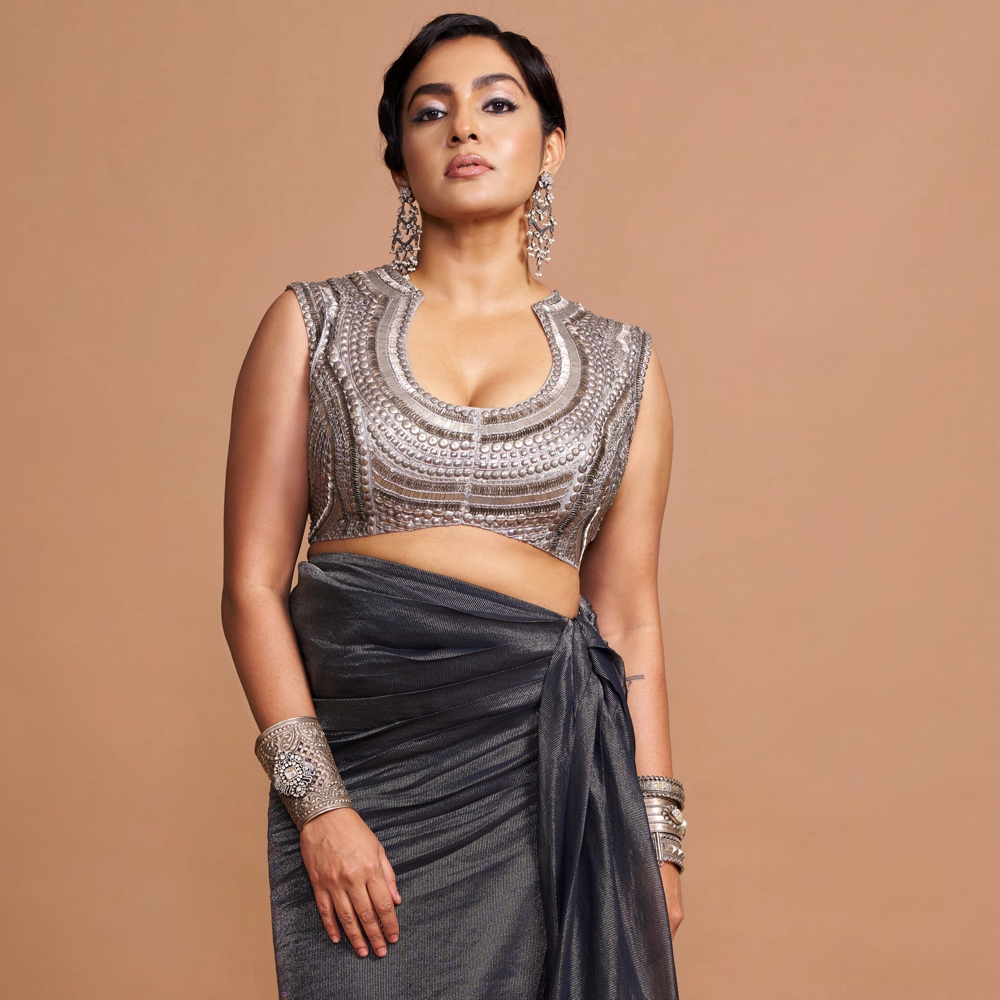 Parvathy Thiruvothu Styles Sangeeta Boochra Statement Silver Jewellery