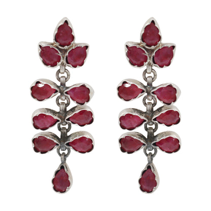 Sangeeta Boochra Sterling Silver Ruby Stone Drop Earrings