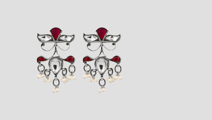 Sangeeta Boochra Handcrafted Silver Earrings with Pearl Drops