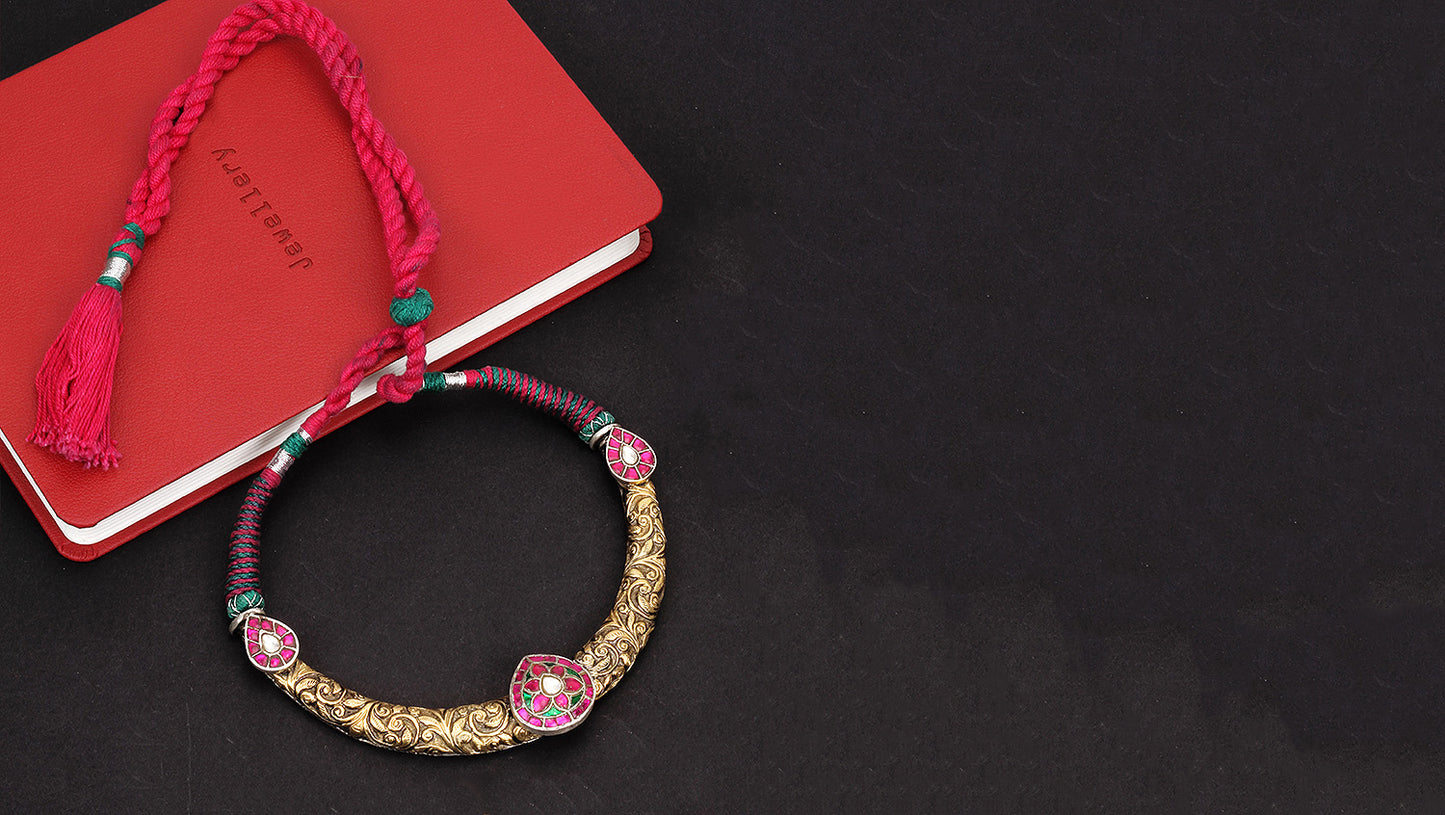 Handmade Silver Necklace with Gold Finish