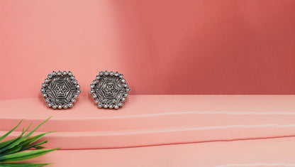Handcrafted Floral Studs in Sterling Silver