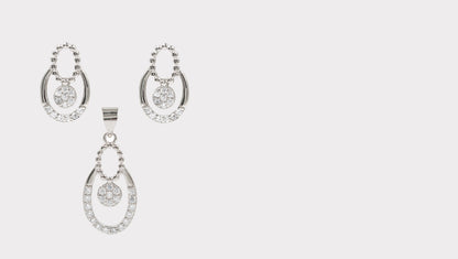 Sparkling Simplicity CZ Pendant and Earring Set in Sterling Silver