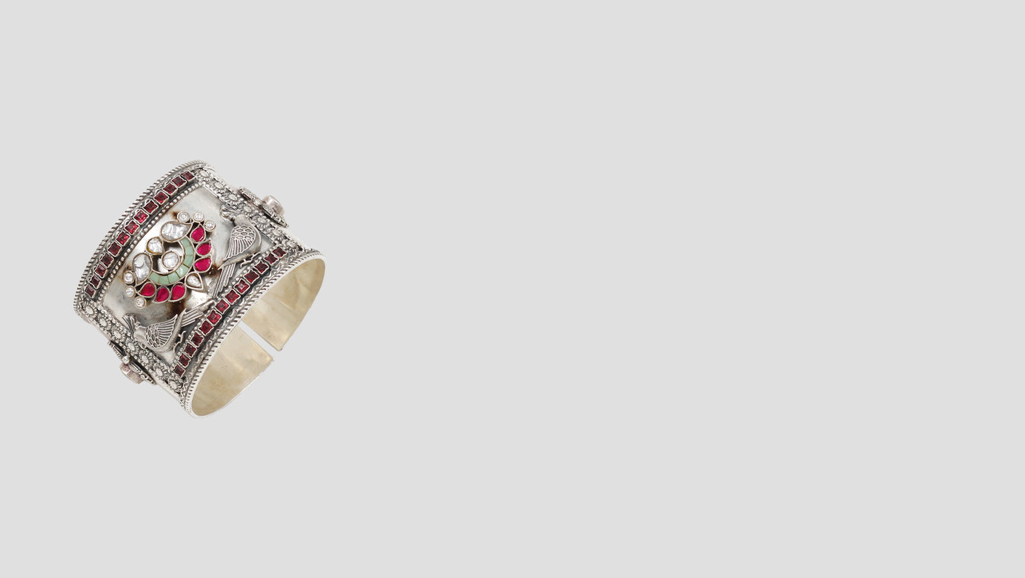 "Mythical Grace Handcrafted Silver Cuff"