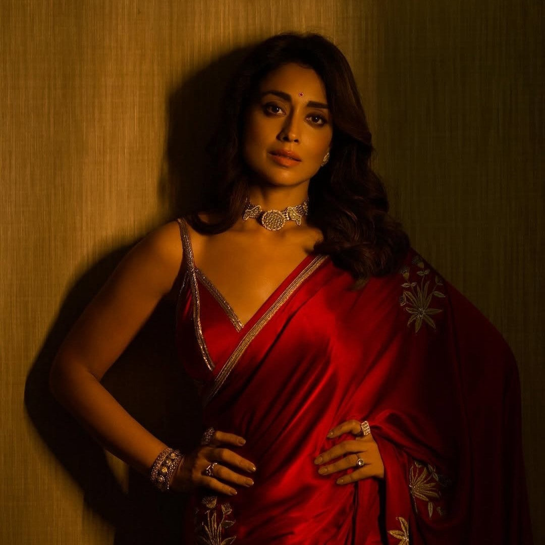 Shriya Saran in Sangeeta Boochra Handcrafted Silver Choker & Bangles
