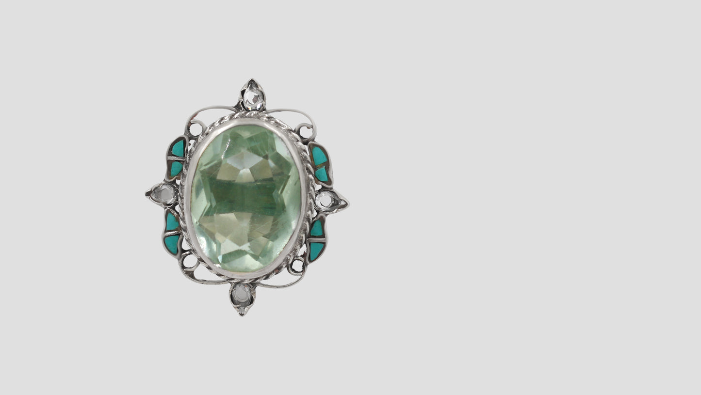 Sangeeta Boochra Vintage-Inspired Oval Faceted Silver Ring