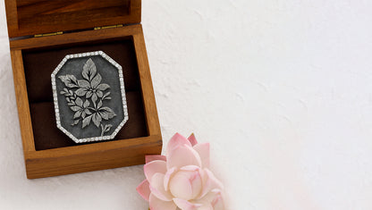 Sangeeta Boochra Artisan Oxidized Silver Brooch with Floral Moti