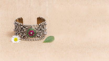 Handcrafted Tribal Silver Hand Cuff | Sangeeta Boochra