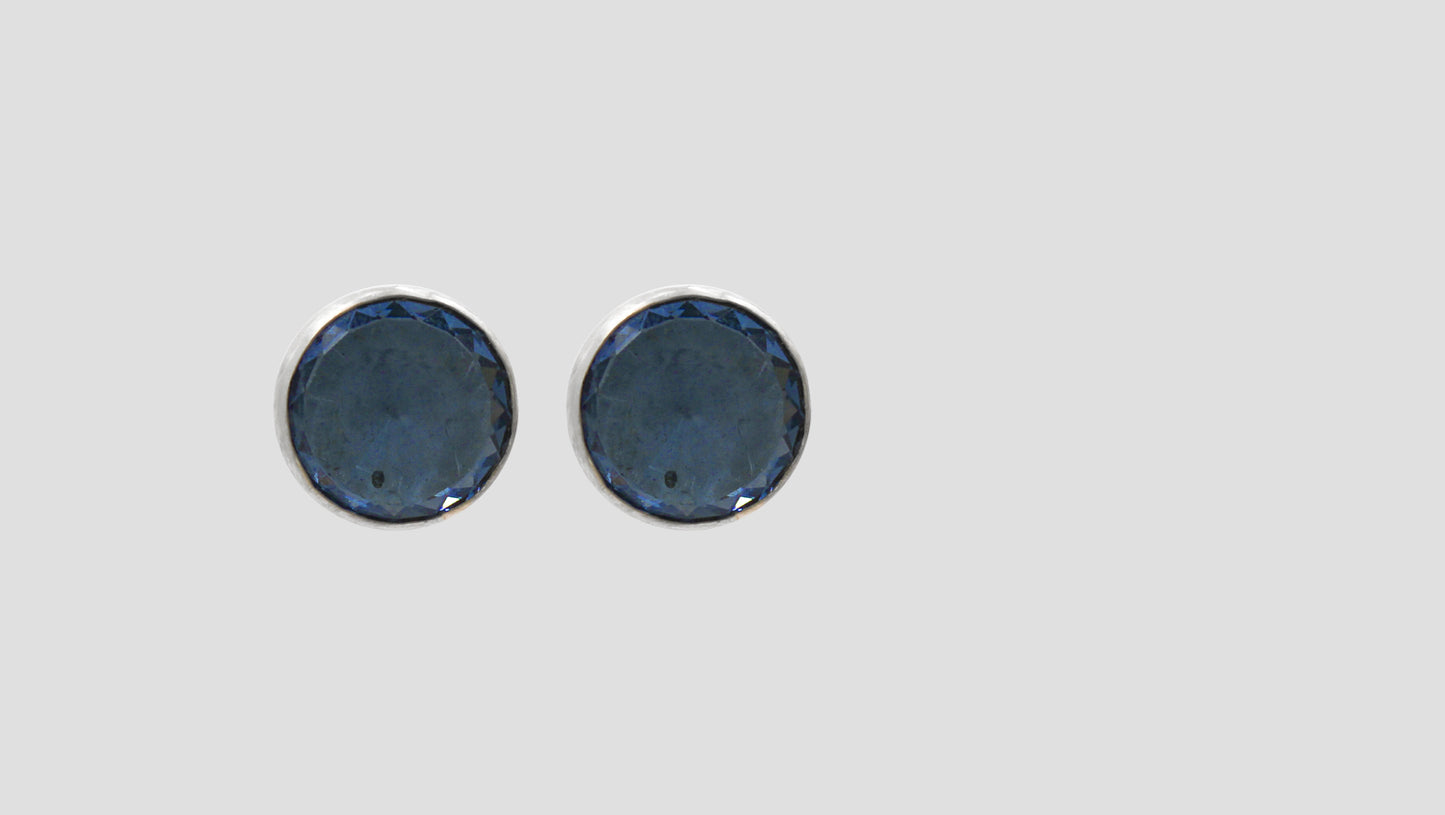 Sangeeta Boochra Minimal Silver Round Blue Studs
