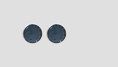 Sangeeta Boochra Minimal Silver Round Blue Studs