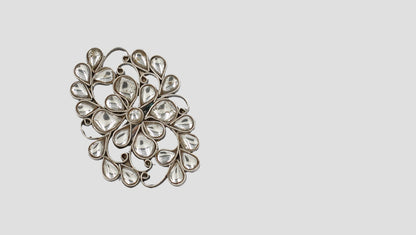 Sangeeta Boochra Sterling Silver Floral Kundan Ring