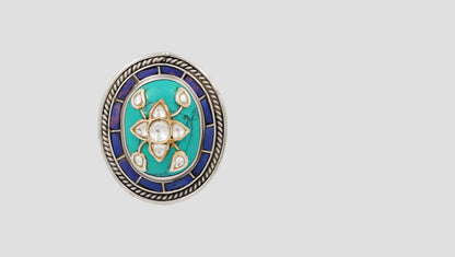 Sangeeta Boochra Turquoise & Kundan Silver Statement Ring